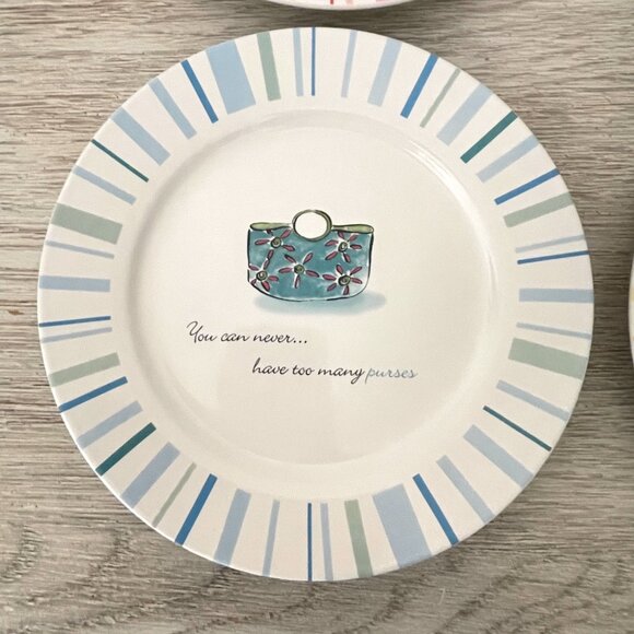 Plates Handbag Purse Theme Set 4 Rosanna 8" Dessert Salad Appetizers Ceramic - Picture 4 of 7